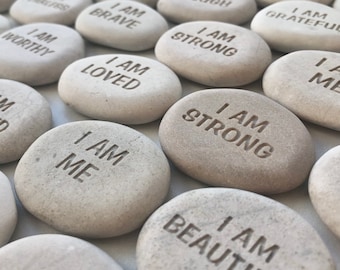 Affirmation Stones Positive Message - Great for Daily Affirmations for Women, Children and Adults