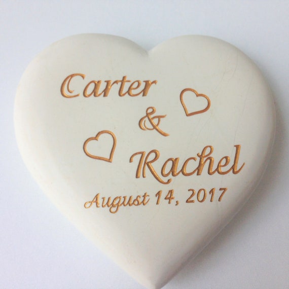 rustic wedding favors Personalized Heart Rock white heart rock paperweight shabby chic wedding decor iron anniversary heart