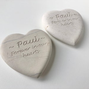 Personalized Cream Heart Stone Engraved with YOUR Name, Date, Words with No Fill or Ink