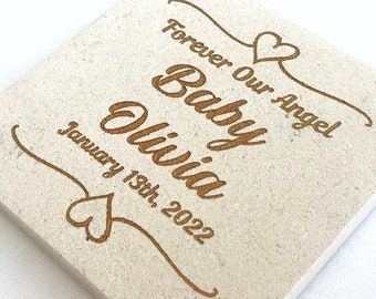 Miscarriage Keepsake Stone and Miscarriage Gift - 4&quot;x4&quot; Personalized Beautiful Bereavement Gift for the Loss of a Baby