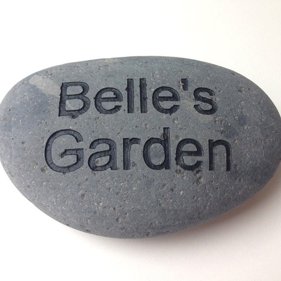 Garden Stone In Gray Custom Engraved With Your Name Words Or Etsy