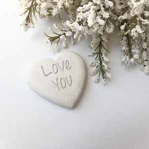 Love You Engraved Heart Shaped Rock - 100% Natural Pocket Stone, 1.5&quot;-2&quot; in Width