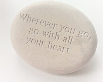 Custom Engraved Cream-White Stone with YOUR Message