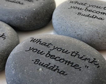 Inspirational Encouragement Rock Made of 100% Natural Stone, Measuring Approx. 3" in Width - Gift to Inspire, Buddha
