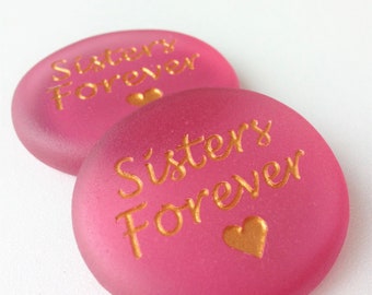Pink and Gold Personalized Sea Glass & Custom Engraved Beach Stones