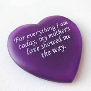 Purple and White Personalized Sea Glass Heart with YOUR Names, Dates, Words
