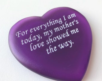 Purple and White Personalized Sea Glass Heart with YOUR Names, Dates, Words