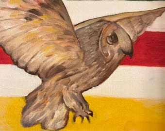 Owl with Hudson's Bay background- original painting