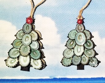 GREEN LIMPET Seashell Beach CHRISTMAS Ornaments Tree - Hanging Aqua Blue Turquoise