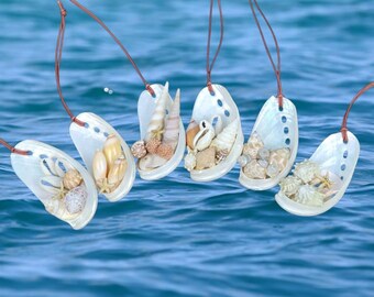 Pearl Abalone Seashell Ornaments Window Car Mobile Christmas Holiday Beach Ornament Sets