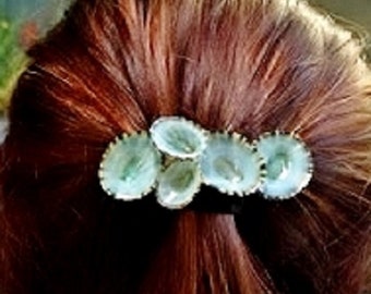 Green Limpet Seashell Beach Hair Mermaid Clip Barrette - Girls single or set of 2 Hair Fashion Barrette Wedding Photo Shoot Prop Accessories