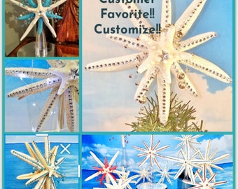 STARFISH Tree Topper, Beach Tree, Christmas Tree, Wedding FAIRY LIGHTS Beach Decor, Nautical Ocean Gift Year Round Ornament