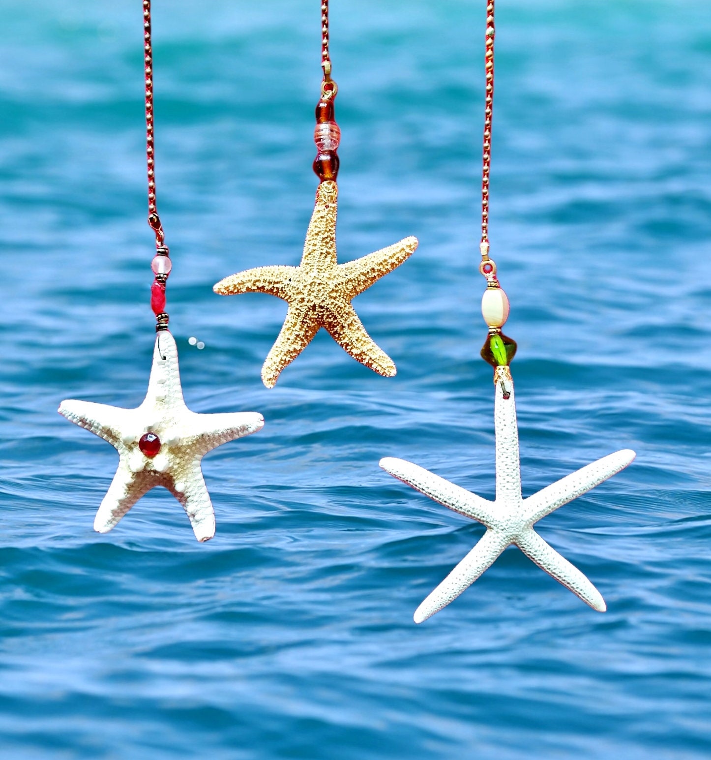 Authentic STARFISH Fan Light Pull Chain Beach Coastal Decor Ornament Window Charm Keychain