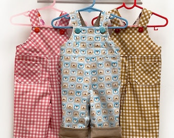 Baby boy and toddler romper/overalls pdf sewing pattern Ollie Overalls sizes 3+months to 4 years. ENGLISH  INSTRUCTIONS ONLY!!