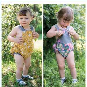 Baby boy/girl romper pdf sewing pattern, DIMPLES reversible romper/sun suit sizes 3+ months to 3 years. ENGLISH ONLY!!