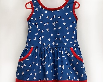 NEW! Girls summer dress PDF sewing pattern-sizes 2 to 10 years-Aubrey sundress with pockets-English Only.