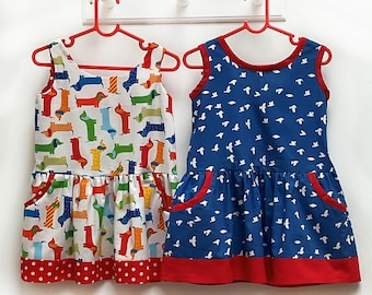 Girls summer dress PDF sewing pattern-Aubrey Dress-sizes 2 to 10 years-toddler dress pattern-English Only.