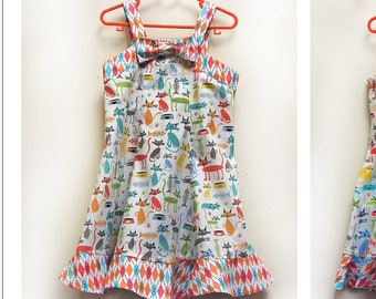 Girl's sundress and bolero PDF sewing pattern, The Carousel Sundress & Topper sizes 3 to 10 years.