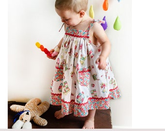 Baby dress sewing pattern, girls dress pattern sizes 6-9 months to 8 years DAISY SUNDRESS by Felicity Patterns