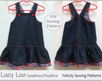 Girls Jumper/Sundress pdf sewing pattern, LUCY LOU kids sizes 12 months to 10 years