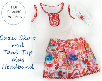 PDF Sewing Pattern for Girls Summer Top Shorts and Skirt. | Etsy Canada