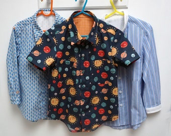 Boy's PDf shirt sewing pattern, school shirt pattern, sizes 3 to 14 years. FINLEY SHIRT.