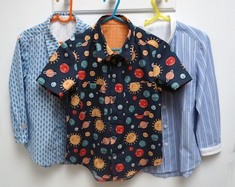 Boy's PDf shirt sewing pattern, school shirt pattern, sizes 3 to 14 years. FINLEY SHIRT.