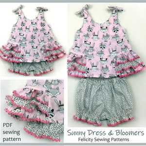 Baby dress and bloomers pdf sewing pattern-6 months to 6 years-ruffled skirt
