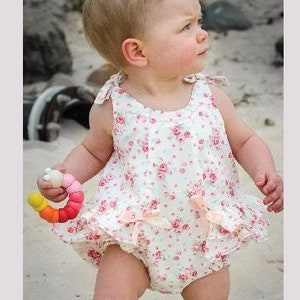 Ruffled romper sewing pattern, baby romper pdf sewing pattern sizes 3 months to 3 years, ROSEBUD Romper. ENGLISH ONLY!!