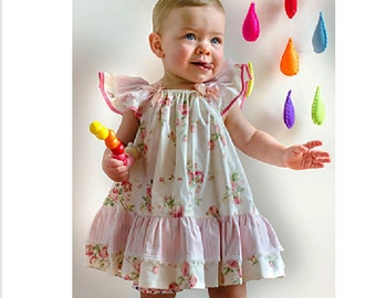 Baby and girl's dress sewing pattern, BUTTERFLY DRESS children's sewing pattern sizes 6-9 mths to 10 yrs.