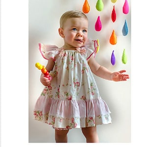 Baby and girl's dress sewing pattern, BUTTERFLY DRESS children's sewing pattern sizes 6-9 mths to 10 yrs.