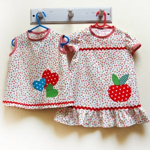 Girls dress and top sewing pattern POLLY PIPPIN dress pattern, pdf girl&#39;s dress pattern sizes 6 months to 6 years. ENGLISH Instructions Only