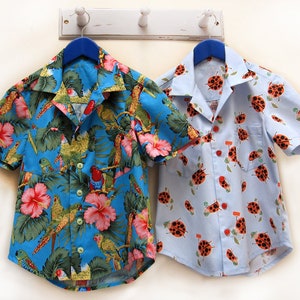 Boy's shirt sewing pattern Thomas Shirt pdf pattern, boys and girls 2 to 14 years. Hawaiian Shirt childrens sewing patterns