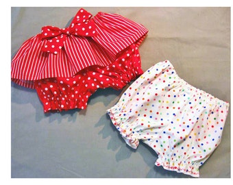 Baby sewing pattern, Fancy Pants Bloomers for baby and toddlers, baby diaper cover pattern with skirt frill, sizes 3 mths to 6 yrs