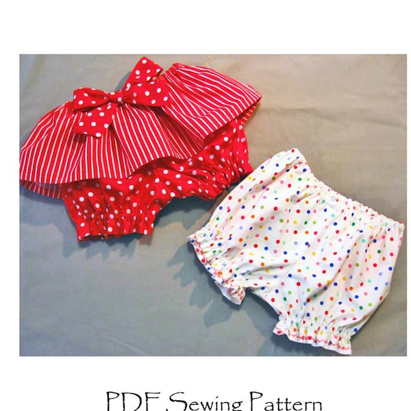 Baby sewing pattern, Fancy Pants Bloomers for baby and toddlers, baby diaper cover pattern with skirt frill, sizes 3 mths to 6 yrs