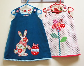 Reversible jumper dress pdf sewing pattern, girls dress sizes 6+ months to 8 years. Petal Reversible Dress. ENGLISH  INSTRUCTIONS ONLY!!