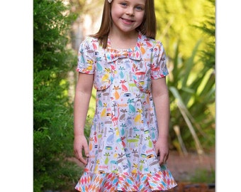 Sundress and bolero PDF sewing pattern, The Carousel Sundress & Topper sizes 3 to 10 years.