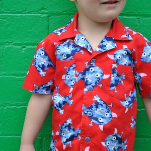 Boy's Hawaiian shirt sewing pattern for kids 2-14 years. THOMAS SHIRT pdf sewing pattern for childrens casual shirt. image 5