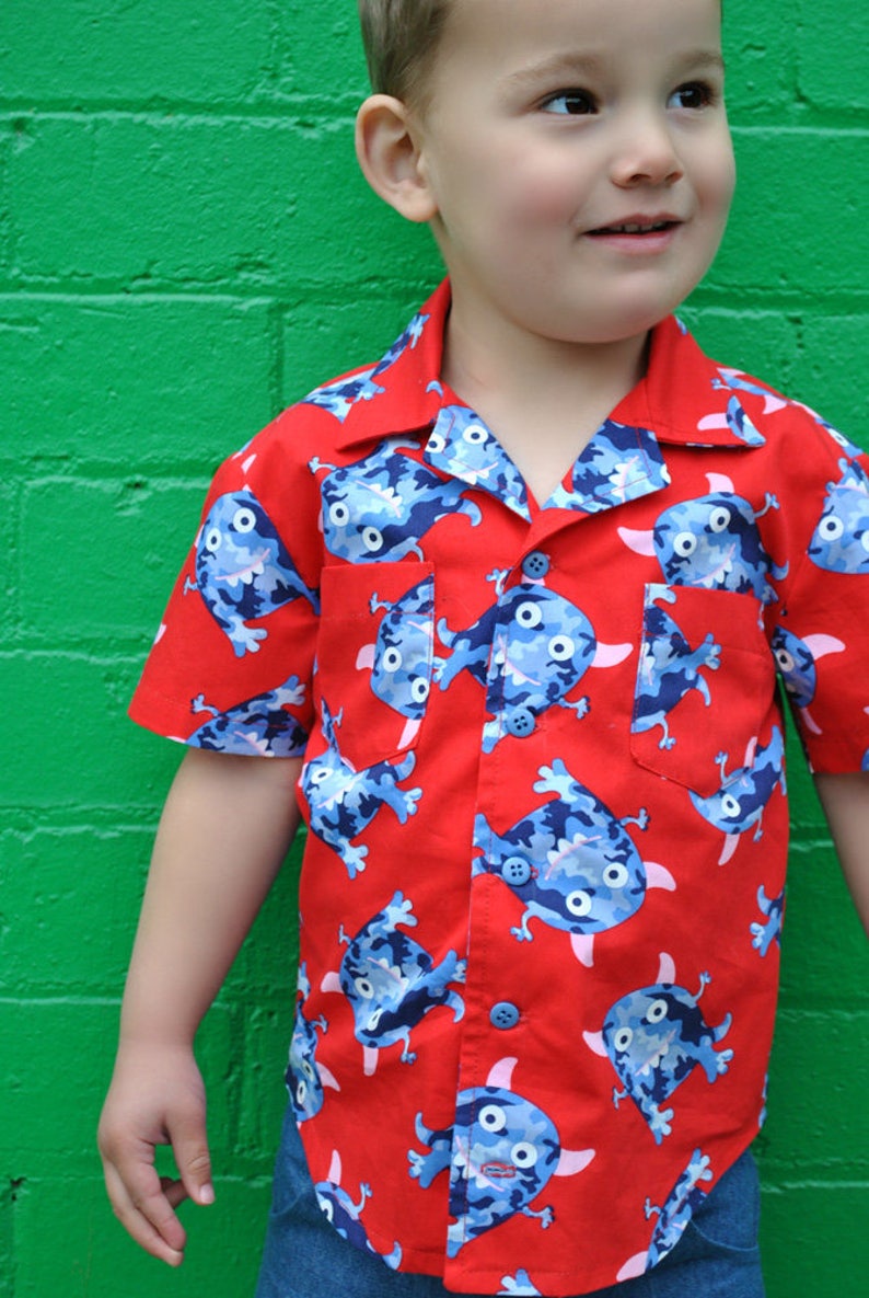 Boy's Hawaiian shirt sewing pattern for kids 2-14 years. THOMAS SHIRT pdf sewing pattern for childrens casual shirt. image 5