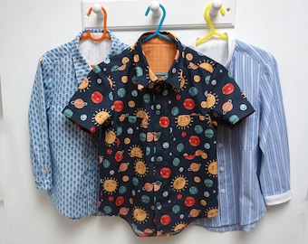 Boy's classic shirt, school shirt, sizes 3 to 14 years pdf sewing pattern. FINLEY SHIRT. ENGLISH  Instructions Only!