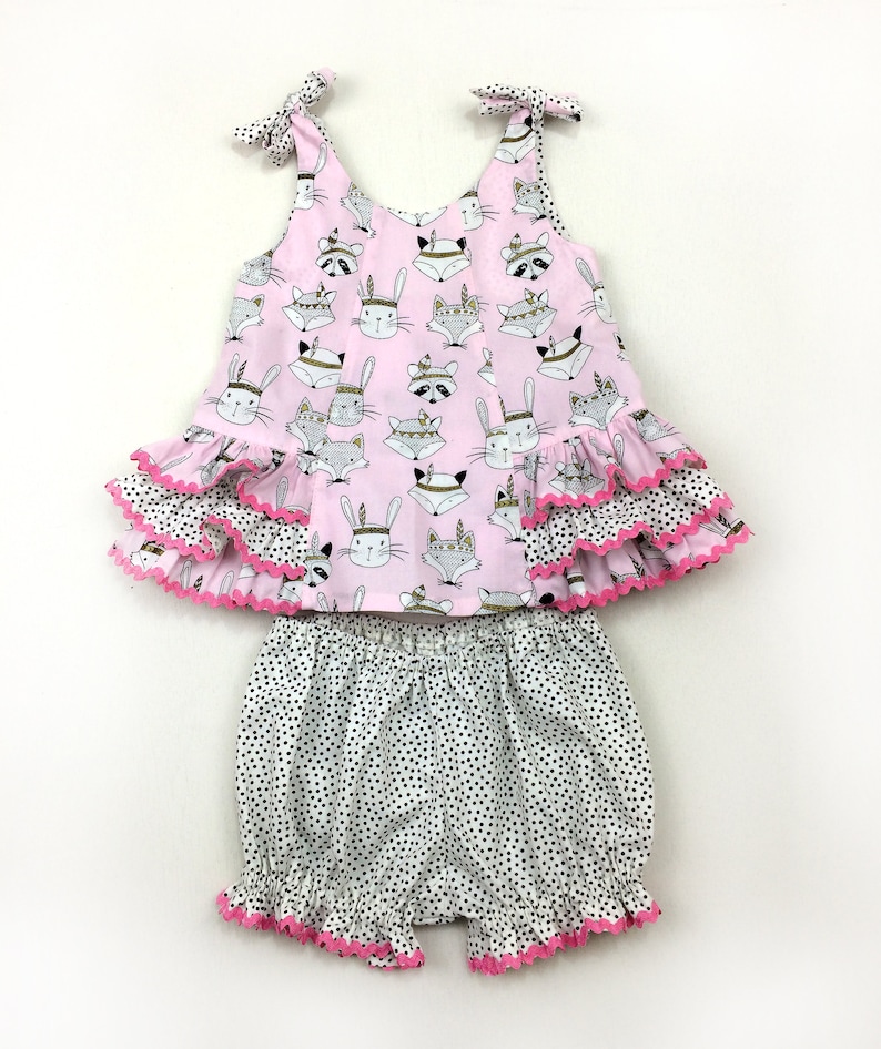 Baby ruffled dress and pants sewing pattern Sunny Dress and Bloomers, baby girl's dress pattern sizes 6mths to 6 years image 10