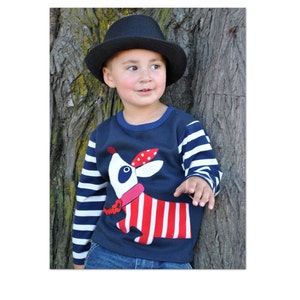 Baby & toddler sweatshirt pdf sewing pattern HOT DOGGIE TOP for children sizes 1 to 6 years  by Felicity Patterns English Instructions Only!