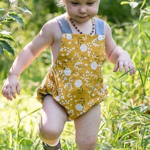 Toddler boy & girl romper pdf sewing pattern, DIMPLES reversible toddler and baby romper/sun suit sizes 3+ months to 3 years