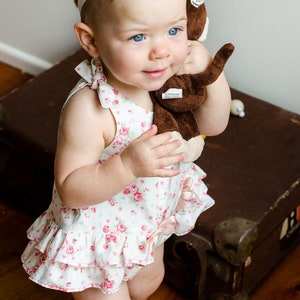 Baby girl's ruffled romper, RoseBud Baby Romper pdf sewing pattern, sizes 3 months to 3 years. image 10