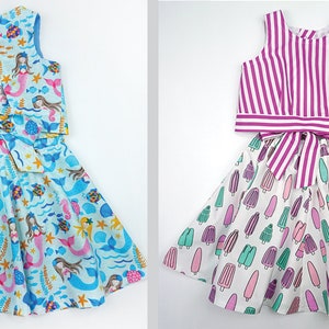 PDF Sewing Pattern for Girls Summer Top, Shorts and Skirt. GELATO Top & Shorts Pattern, Toddler - Girls Sizes 2 - 10 Years