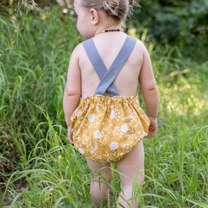 Toddler boy & girl romper pdf sewing pattern, DIMPLES reversible toddler and baby romper/sun suit sizes 3+ months to 3 years