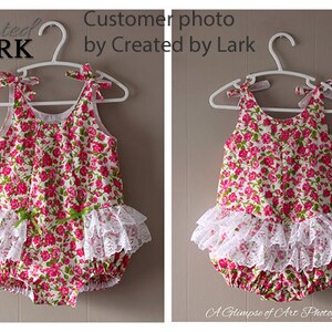 Baby girl's ruffled romper, RoseBud Baby Romper pdf sewing pattern, sizes 3 months to 3 years. image 7