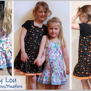 Sewing pattern girls sundress/ jumper/party dress, Lucy Lou Dress, all seasons,pdf sewing pattern sizes 1 to 10 years