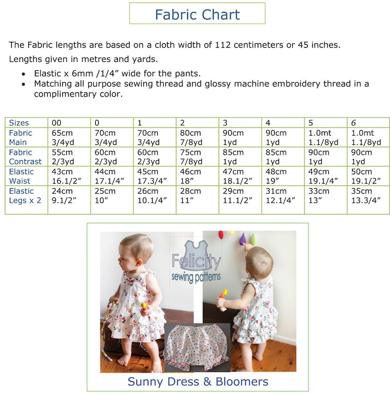 Baby ruffled dress and pants sewing pattern Sunny Dress and Bloomers, baby girl's dress pattern sizes 6mths to 6 years image 7