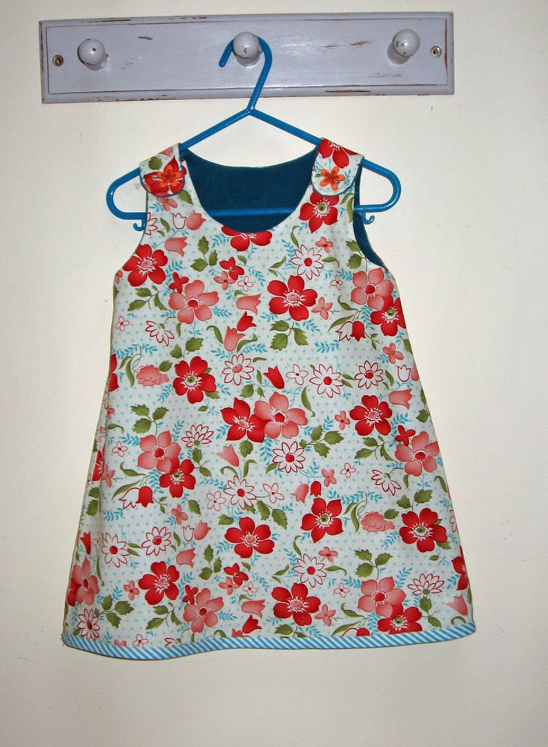 PDF sewing pattern for girl & toddler reversible jumper dress Petal Reversible Dress, sizes 6 months to 8 years, 3 appliques image 7